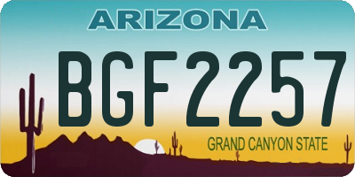 AZ license plate BGF2257