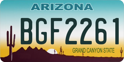 AZ license plate BGF2261