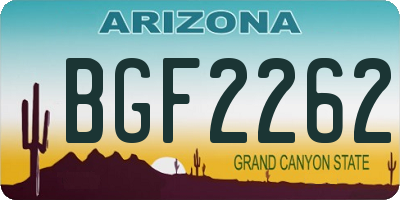 AZ license plate BGF2262