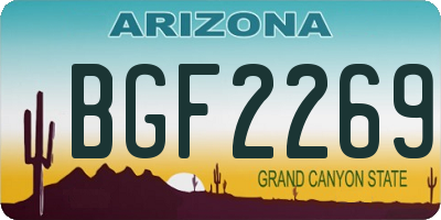AZ license plate BGF2269