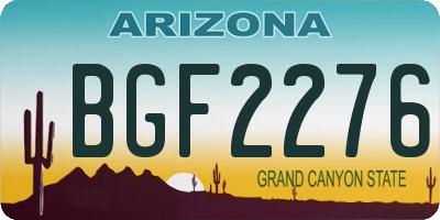 AZ license plate BGF2276