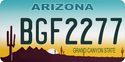 AZ license plate BGF2277