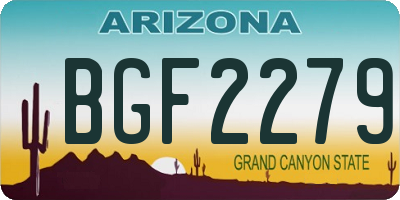 AZ license plate BGF2279