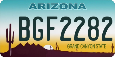 AZ license plate BGF2282