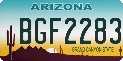 AZ license plate BGF2283