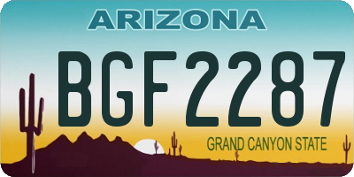 AZ license plate BGF2287