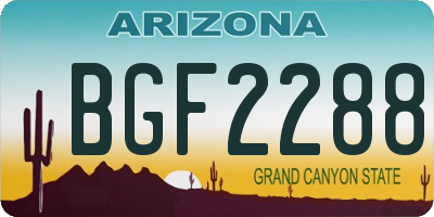AZ license plate BGF2288