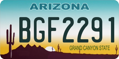 AZ license plate BGF2291