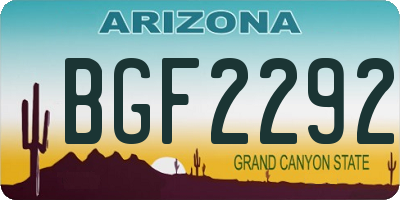 AZ license plate BGF2292