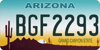 AZ license plate BGF2293