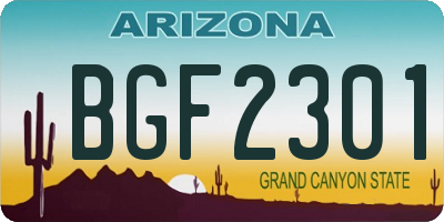 AZ license plate BGF2301