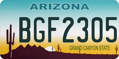 AZ license plate BGF2305
