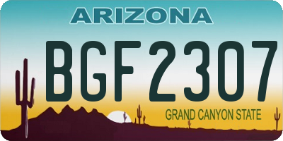AZ license plate BGF2307