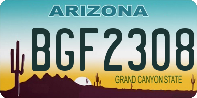 AZ license plate BGF2308