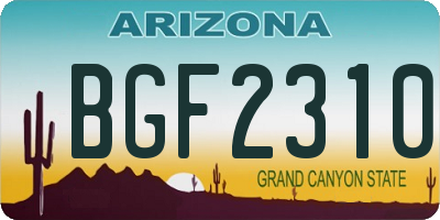 AZ license plate BGF2310
