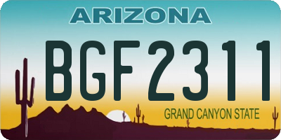 AZ license plate BGF2311