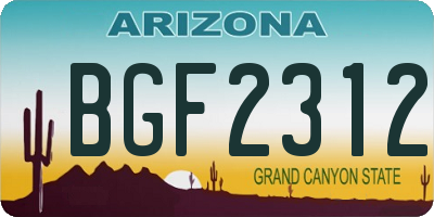 AZ license plate BGF2312