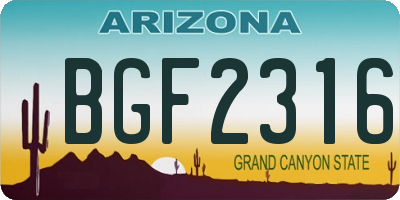AZ license plate BGF2316