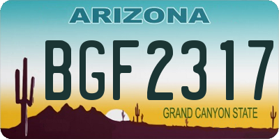 AZ license plate BGF2317