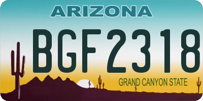 AZ license plate BGF2318
