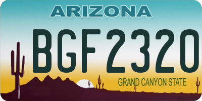 AZ license plate BGF2320