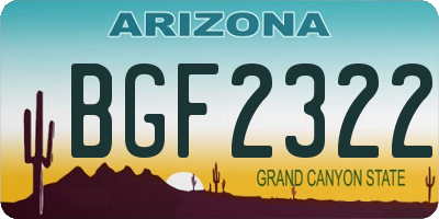 AZ license plate BGF2322