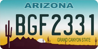 AZ license plate BGF2331