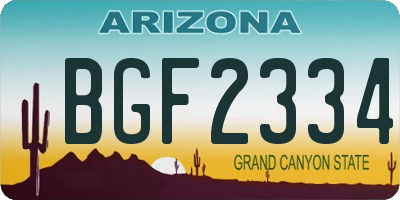 AZ license plate BGF2334