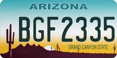 AZ license plate BGF2335