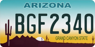 AZ license plate BGF2340