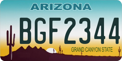 AZ license plate BGF2344