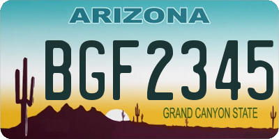 AZ license plate BGF2345