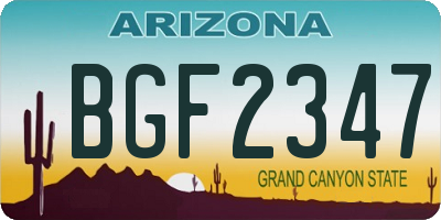 AZ license plate BGF2347