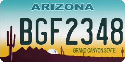AZ license plate BGF2348