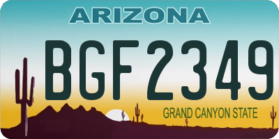 AZ license plate BGF2349