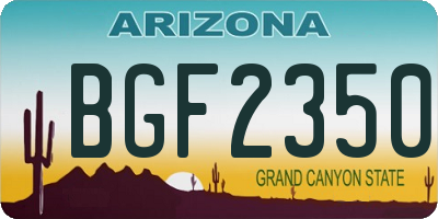 AZ license plate BGF2350