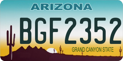 AZ license plate BGF2352