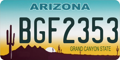 AZ license plate BGF2353