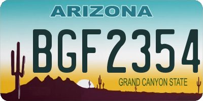 AZ license plate BGF2354