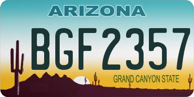 AZ license plate BGF2357