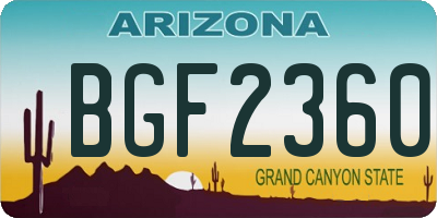 AZ license plate BGF2360