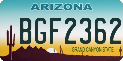 AZ license plate BGF2362