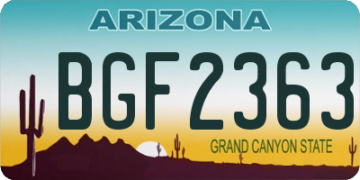 AZ license plate BGF2363