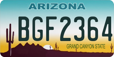 AZ license plate BGF2364
