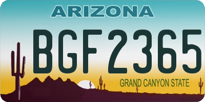 AZ license plate BGF2365