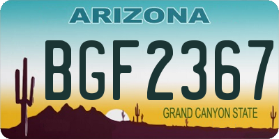 AZ license plate BGF2367