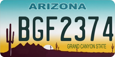 AZ license plate BGF2374
