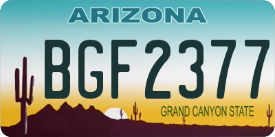 AZ license plate BGF2377