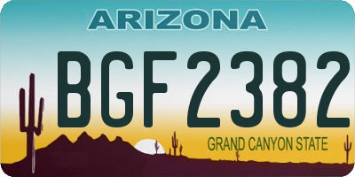 AZ license plate BGF2382