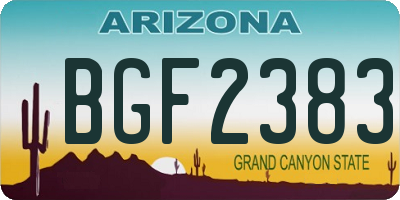 AZ license plate BGF2383